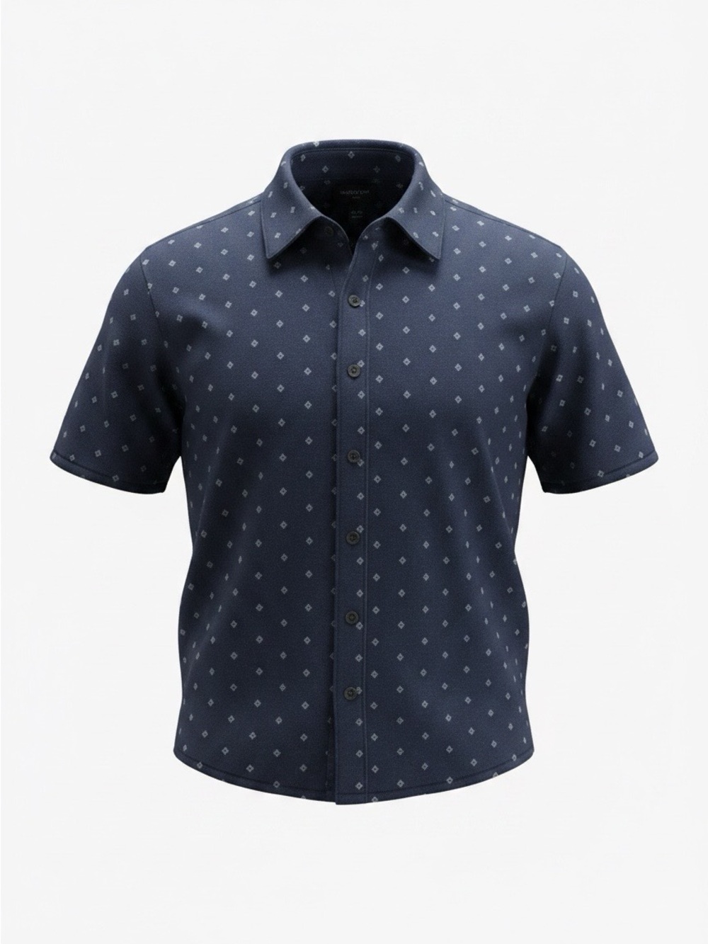 Magaschoni Man Navy Diamond-Print Button-Down Shirt